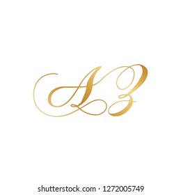 gold script monogram, letter a and letter z