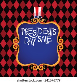 Gold scroll frame Presidents Day background EPS 10 vector stock illustration