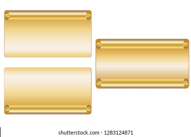 Gold scroll isolated on white background. Golden paper roll banner 3D. Ribbon design for Christmas frame, New Year decoration, curved retro border. Smooth realistic texture Vector illustration