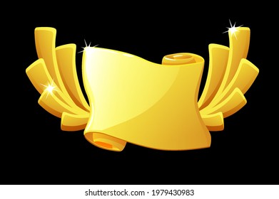 Gold scroll reward paper, blank template for the game ui.
