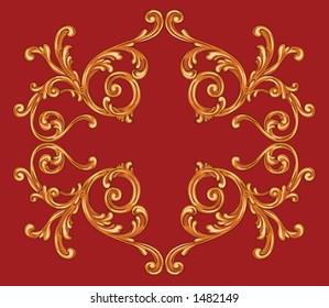 Gold scroll vector ornament.