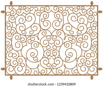 Gold scrolls forming abstract floral ornament. Luxury pattern for background, wallpaper, textile printing, packaging, wrapper, etc. Vector and illustration