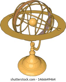 Gold sculpture, illustration, vector on white background.