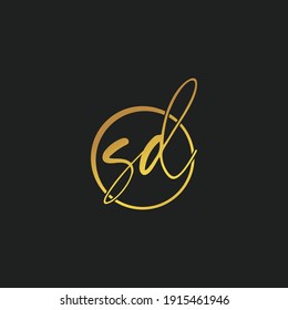 Gold SD Letter Logo Template