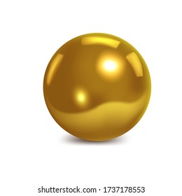 Gold sea pearl on white background. Precious decoration. Vector illustration.