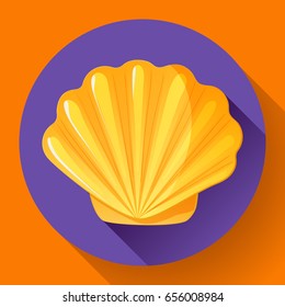 gold Sea shell icon vector shell logo template. Seafood flat icon.