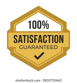 A gold seal with 100 percent satisfaction guaranteed text and a checkmark