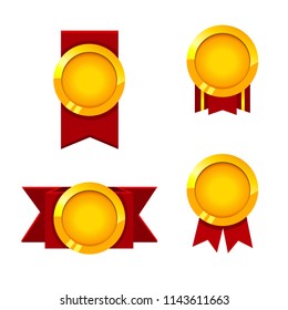 Gold seal medallion icon set