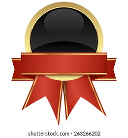 gold seal of quality template with banner and ribbons