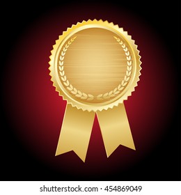 gold seal of quality template ,label , award with ribbons. Vector illustration.