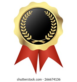 gold seal of quality template with laurel wreath and ribbons
