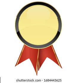 gold seal of quality template with red ribbons