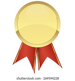 gold seal of quality template with red ribbons