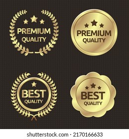 Gold seals or badges or labels for premium and best product with vector design.