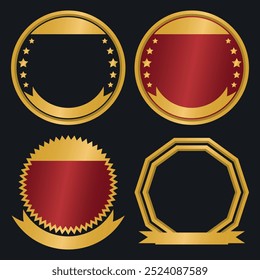 Gold Seals Template, 4 Variations - Transparent, Ruby, Circular, Zig Zag Circle and Decagon Seals.