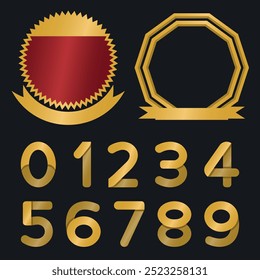 Gold Seals Template with Personalized Numbers - Transparent, Ruby, Zig Zag Circle and Decagon Seals.