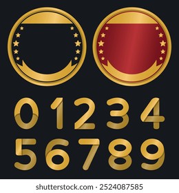 Gold Seals Template with Personalized Numbers - Transparent, Ruby and Circular Seals.