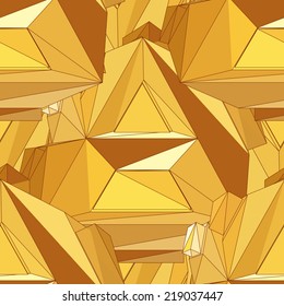 Gold seamless background. Abstract 3D polygonal pattern.