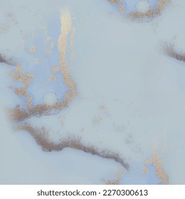 Gold Seamless Background. Gold Ink Paint. Blue Marble Watercolor. Foil Vector Ink Marble. Luxury Alcohol Ink Marble. Fluid Seamless Background. Metal Watercolor Glitter. Modern Abstract Art Template