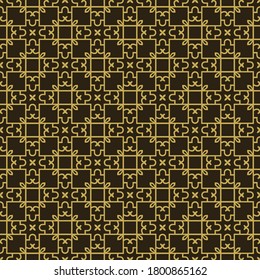 Gold seamless geometric pattern on black background