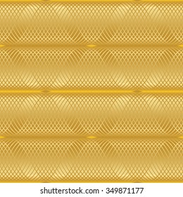 Gold seamless geometric pattern. Wave fashion graphics background art. Abstract modern stylish texture. Golden wavy illustration. Design style for prints, textiles, wrapping, wallpaper, etc. VECTOR