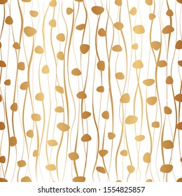 Gold seamless pattern. Abstract golden wave and dotted background. Repeating backdrop for design for gift pack, wallpaper, wrapping paper, wrapper, packaging, interior, prints, package, interior, textile, scrapbook