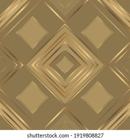 Gold seamless pattern in art deco style, vector background. Geometric rhomboid shapes 