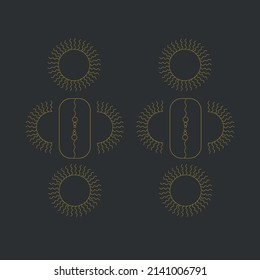 A gold seamless pattern in a dark style. Beautiful gold elements and circles. Magical,enchanting seamless gold pattern