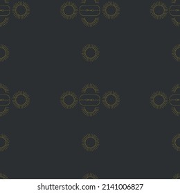 A gold seamless pattern in a dark style. Beautiful gold elements and circles. Magical,enchanting seamless gold pattern