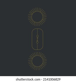 A gold seamless pattern in a dark style. Beautiful gold elements and circles. Magical,enchanting seamless gold pattern