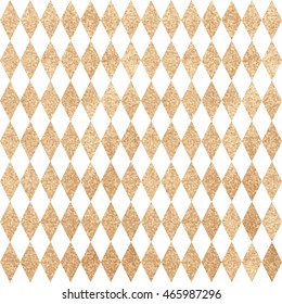 Gold seamless pattern. Diamonds foil on a white background. Festive print. Geometric abstraction vector. The holiday, wedding, birthday - elegant cute background.