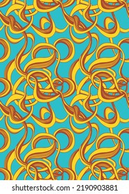 Gold seamless pattern of endless ribbons. Can be used for textile design