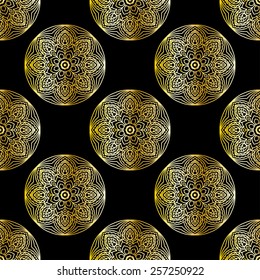 Gold Seamless Pattern With Ethnic Ornament. 3D Abstract Background For Design