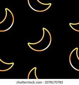 Gold seamless pattern with a gradient with the image of the moon