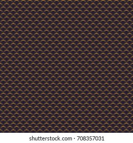 Gold seamless pattern. Modern stylish golden circle texture. Repeating geometric endless golden tiles with overlapping circles. Vector.