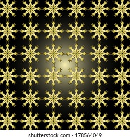 Gold seamless pattern on black background - Vector illustration