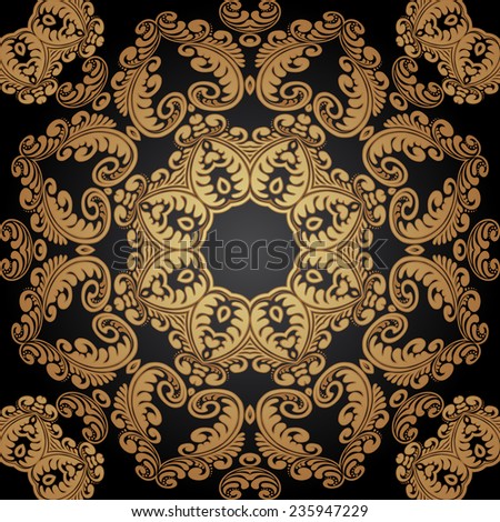 Gold Seamless Pattern On Black Background Vector Stock Vector (Royalty ...