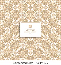Gold seamless pattern. Ornament, Traditional, Arabic, Turkish, Indian motifs. Great for fabric and textile, wallpaper, packaging or any desired idea.