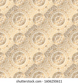 Gold seamless pattern. Vintage decorative elements