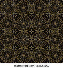 Gold seamless pattern. Vintage decorative elements. Hand drawn background. Islam, Arabic, Indian, ottoman motifs. Perfect for printing on fabric or paper.