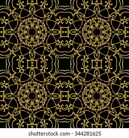 Gold seamless pattern. Vintage decorative elements. Hand drawn background. Islam, Arabic, Indian, ottoman motifs. Perfect for printing on fabric or paper.