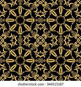 Gold seamless pattern. Vintage decorative elements. Hand drawn background. Islam, Arabic, Indian, ottoman motifs. Perfect for printing on fabric or paper.