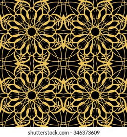 Gold seamless pattern. Vintage decorative elements. Hand drawn background. Islam, Arabic, Indian, ottoman motifs. Perfect for printing on fabric or paper.