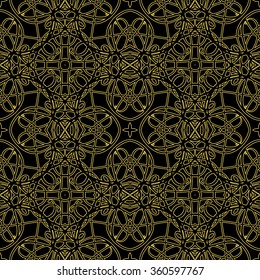 Gold seamless pattern. Vintage decorative elements. Hand drawn background. Islam, Arabic, Indian, ottoman motifs. Perfect for printing on fabric or paper.
