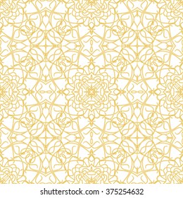 Gold seamless pattern. Vintage decorative elements. Hand drawn background. Islam, Arabic, Indian, ottoman motifs. Perfect for printing on fabric or paper.