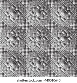 Gold seamless pattern. Volume glitter flower texture for your art work. Vector gray metallic shimmer. Modern design element for banner, greeting card or gift cover.