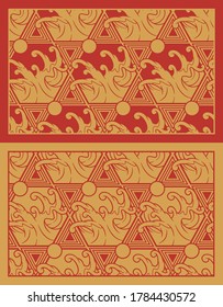 Gold seamless pattern with waves on Japan theme. Perfect for fabric print, decoration, poster, packaging, and many other uses. The frame around the pattern is in a separate group.Vector