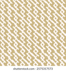 Gold seamless retro geometry background with argyle painted lines. fabric textile textur with brush strokes grunge pattern for linen, fabric, wallpaper. trendy vector background