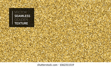Gold seamless texture background. Realistic golden seamless shiny foil backdrop. Yellow party holiday glitter. Cool textured modern pattern. Luxury decor for wrap. Beautiful cover design. Vector