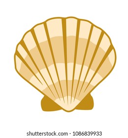 Gold Muschelvektorgrafiken, Perlenbivalente Mollusken-Illustration. Exotische Muschel, Muschel mit Muscheln, einzeln auf Naturhintergrund. Einfaches Muschelmuster.